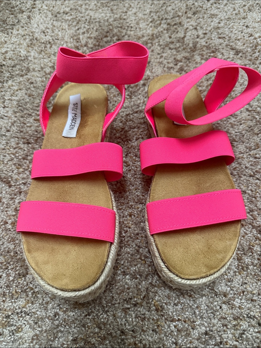 Steve Madden Neon Pink Elastic Strap Espadrille Sandals